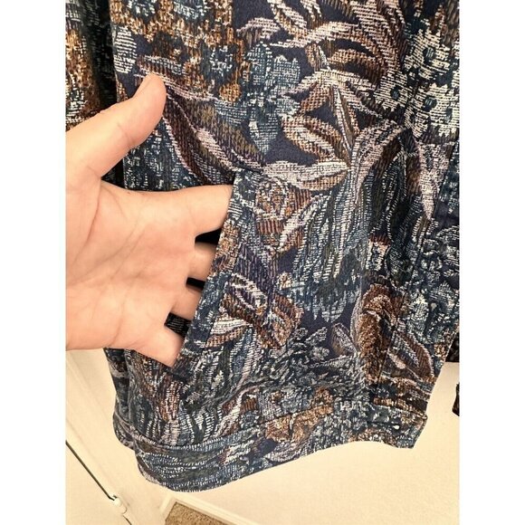 Westbound Women's Jean Jacket  Size M Whimsy Retro Multicolor Floral Tapestry - Picture 5 of 7